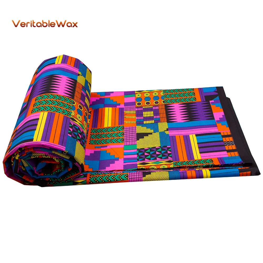 Veritablewax Kente  Africa Ankara Prints Batik Wax Fabric African Dress Craft DIY Sewing Textile Polyester Nigeria Tissu FP6518