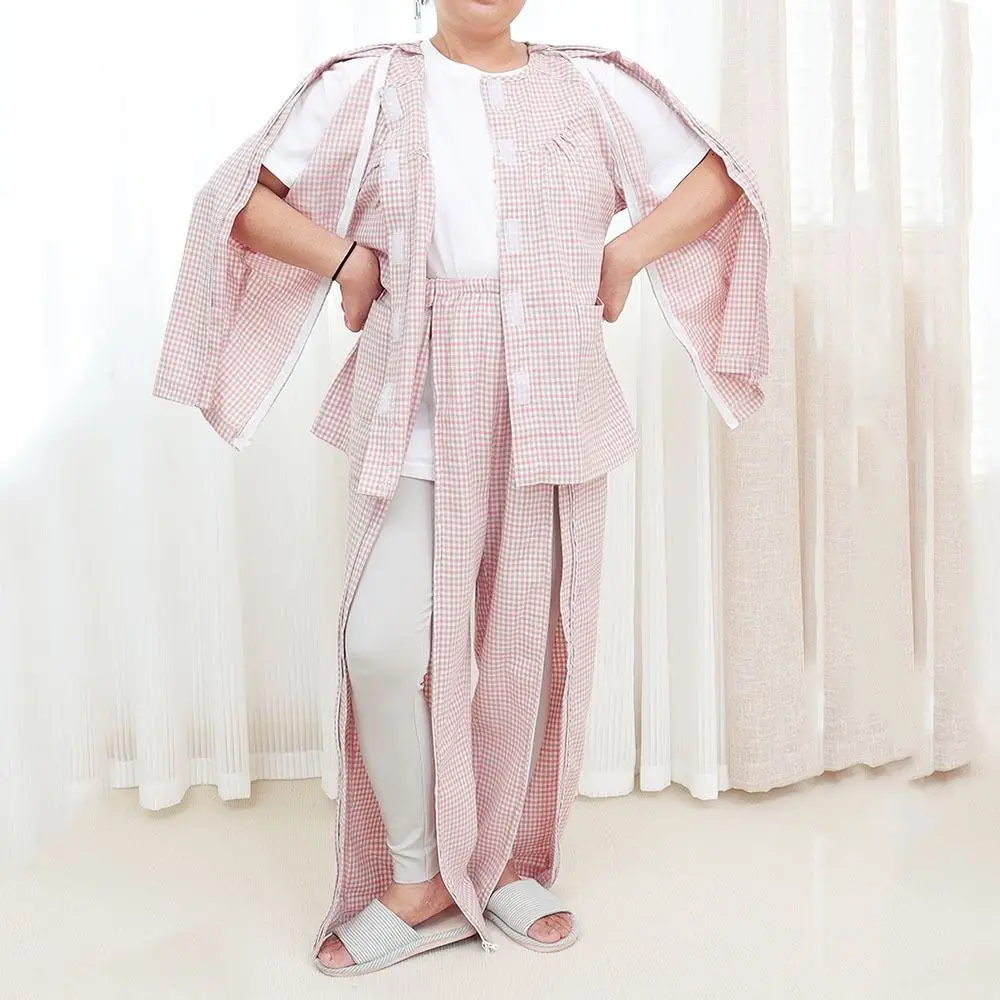 Convenient Bedridden Elderly Care Clothing Washable Breathable Patient Gown Comfortable Soft Tear Away Recovery T-Shirt