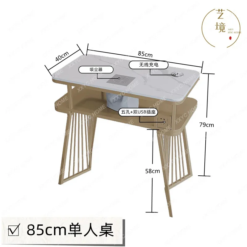 

Light luxury marble manicure table and chair set single and double three-person wrought iron table and chair manicure table