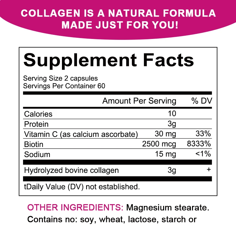 Powerful Marine Collagen - With Hyaluronic Acid, Biotin 2500mg Complex-Hydrolyzed Type 1-With Vitamins & Minerals