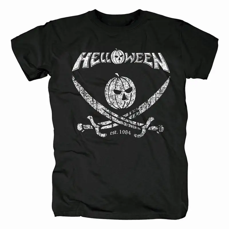 Band Helloween Pumpkins  Cartoon T Shirt Tops  Gift   Anime Vintage   Double Broadsword Graphic T Shirts   Men Clothing