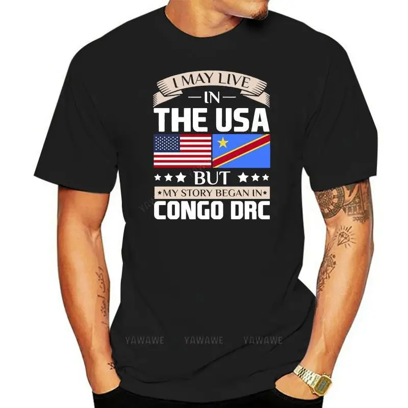 Camiseta estampada personalizada con cuello redondo, algodón, May Live in USA Story, begin in, RDC Flag T-shirt O-neck tees