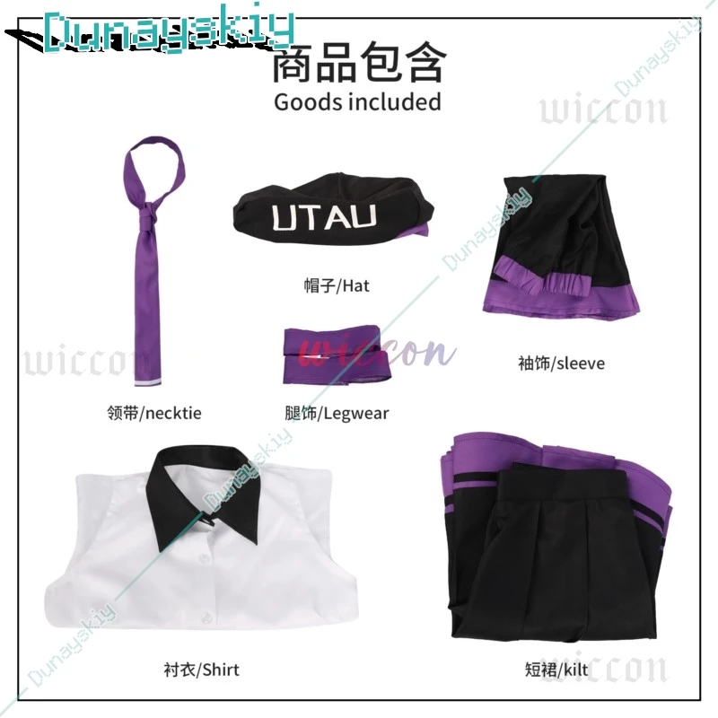 Cantante virtuale Utta Costume Cosplay Anime Utaaa Abito Top + gonna + maniche a mano Cappello Copricapo Carnevale Loli Gioco di ruolo Vestito da festa