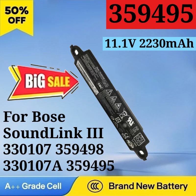 New 359495 11.1V 2230mAh 25Wh Battery for Bose SoundLink III 330107 359498 330107A 359495 330105 Rechargeable Li-lon Battery