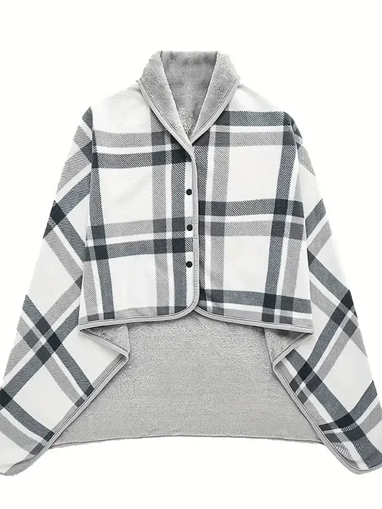 Thickened Multi-Functional Warm Shoulder Blanket Cover Blanket Nap Blanket Fleece Cloak Autumn New Arrival Casual Bedding