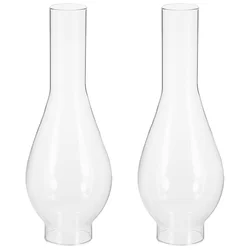 2 Pcs Glass Oil Lamp Chimney Vintage Lampshade Replacement Kerosene Lamp Accessories Lighting Shades Retro Glass
