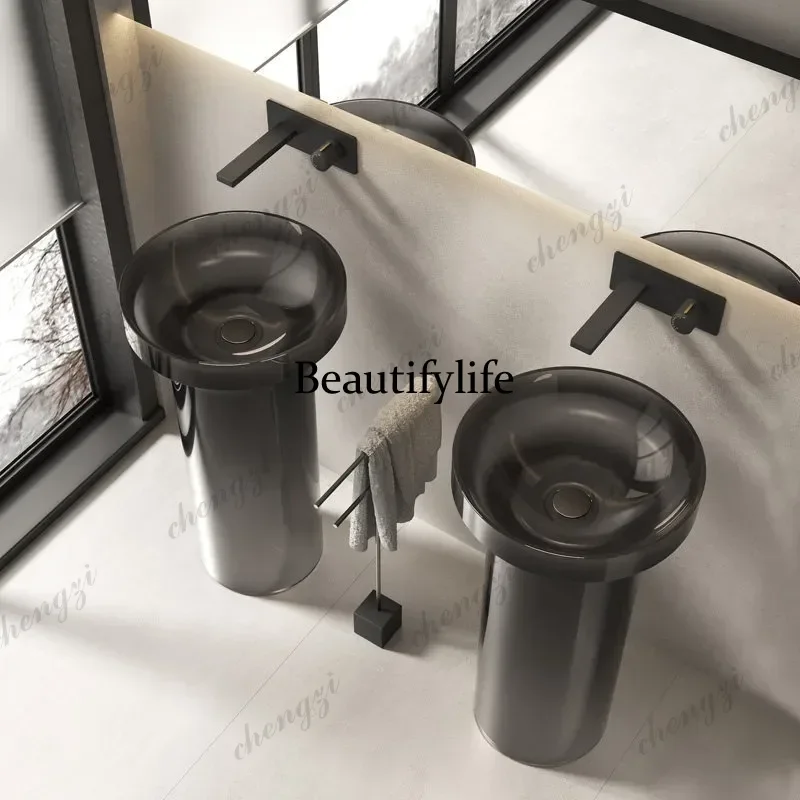 Art transparent washbasin Floor-to-ceiling column basin Bathroom washbasin  A17