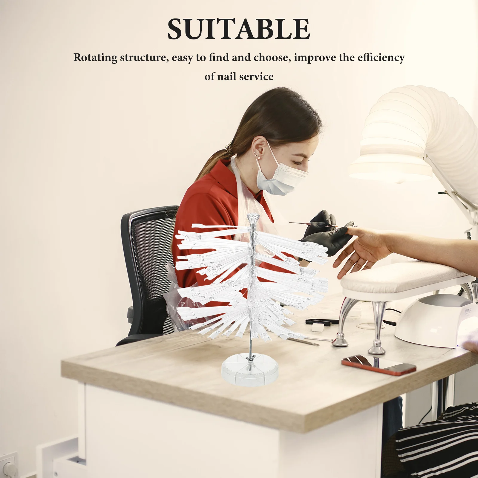 Kunst-Farbkarte, fächerförmiger Gel-Nagellack-Ausstellungsständer für den professionellen Einsatz im DIY-Salon, Spiral-Display-Rack, Farbe für falsche Nägel