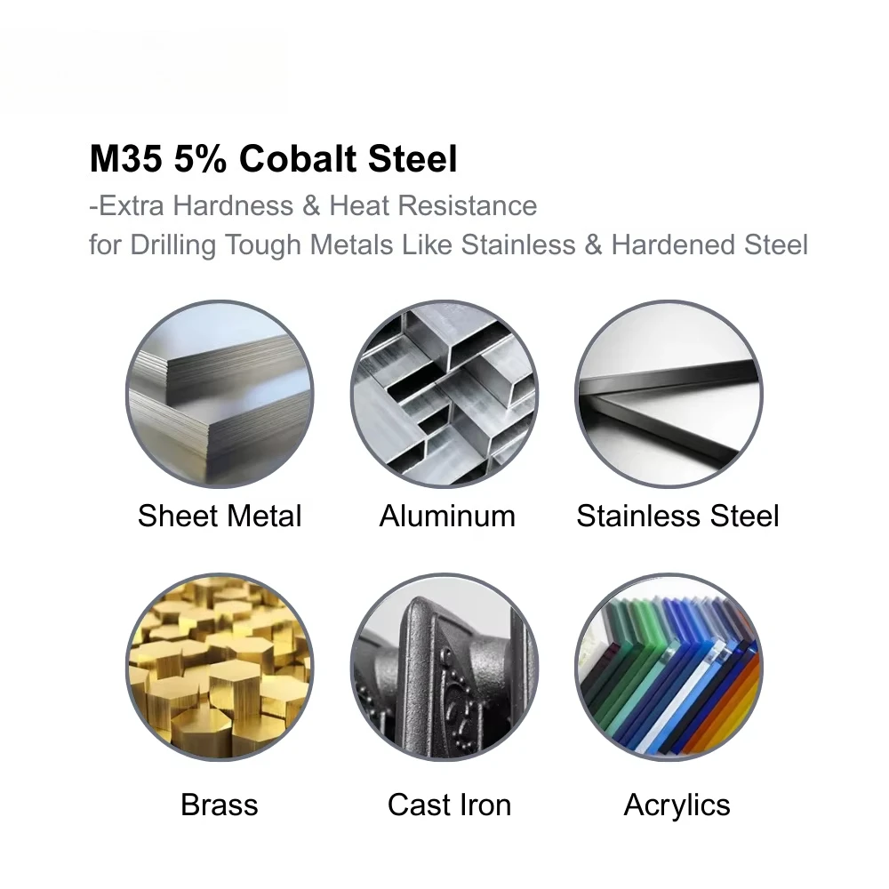 170Pcs Metric 1-10mm M35 Cobalt Drill Bit Set, Durable HSS Co 5% DIN338 Jobber Twist Bit Kit for Stainless Steel Hard Metal