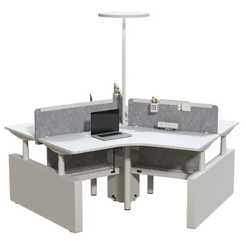 Electric lifting table rack Three-station staff desk partition Staff screen card holder 9 legs Lifting desk legs