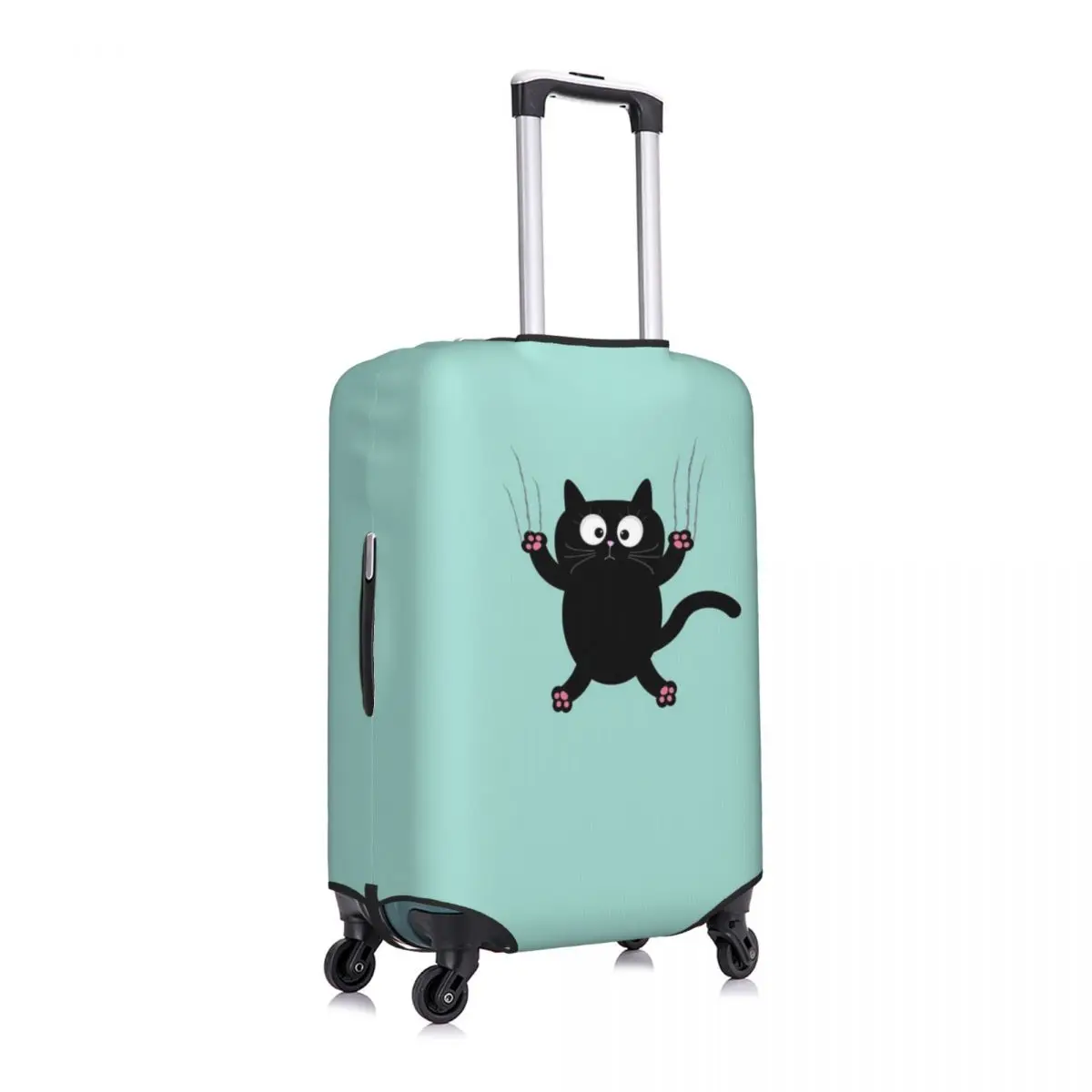 Cute Black Cat Suitcase Cover Vacation Animals Print Strectch Luggage Accesories Business Protector