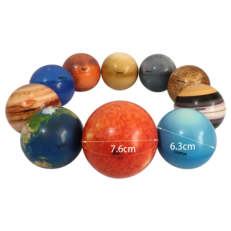 10 Pcs Solar System Planet Balls Stress Relief Educational Toys Safe Sponge Solid Soft Ball Ideal Bouncy PU Ball Toy Gifts