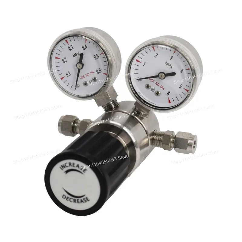 Low High Pressure Gas Regulator with Gauge – Oxygen Helium Air CO2 Pressure Reducing Valve for Cylinder