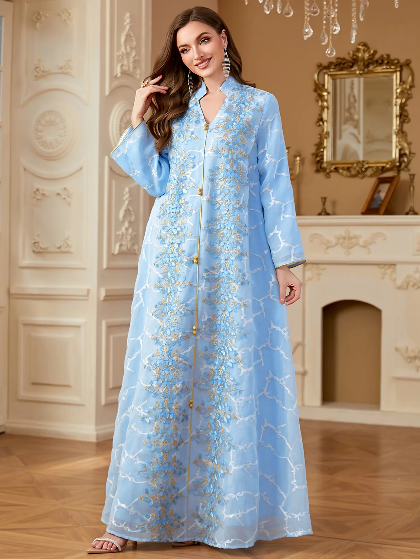 Djellaba Eid Mubarak, Vestido Maxi para Mulheres Muçulmanas, Bordado, Abaya de Dubai, Kaftan, Jalabiya, Vestido Feminino Muçulmano
