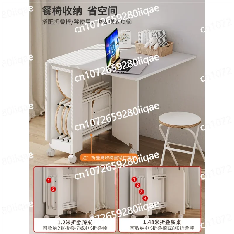 Household folding table, small apartment, simple dining table, telescopic table, kitchen mobile dining