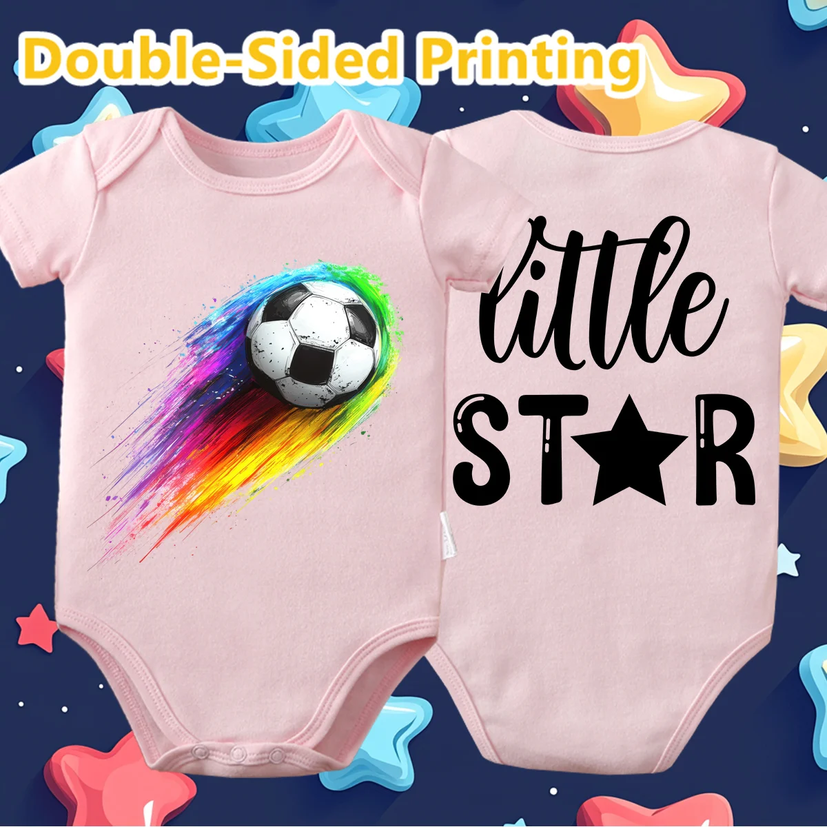 

Комбинезон из 100% хлопка с двусторонним принтом Flame Football, удобная ткань для ребенка, комбинезон для новорожденных от 0 до 12 месяцев