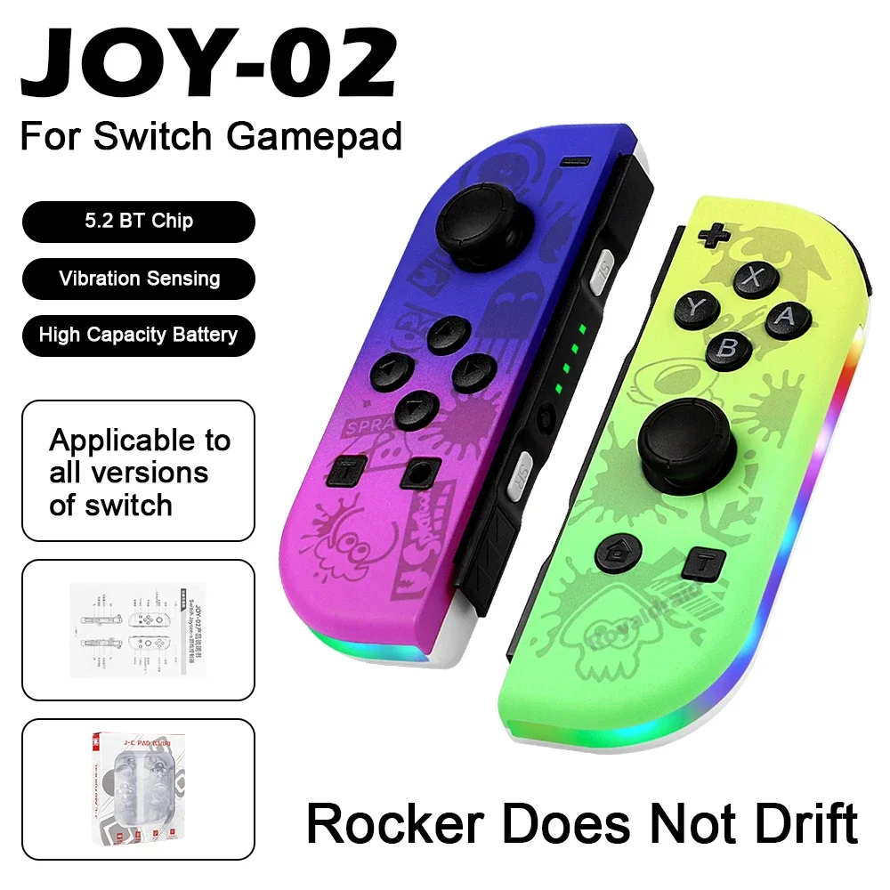 RGB Joy Pad For NS Switch Controller Wireless Bluetooth-Support Gamepad Joystick Joycons (L/R) Motion-Sensing Double Vibratio