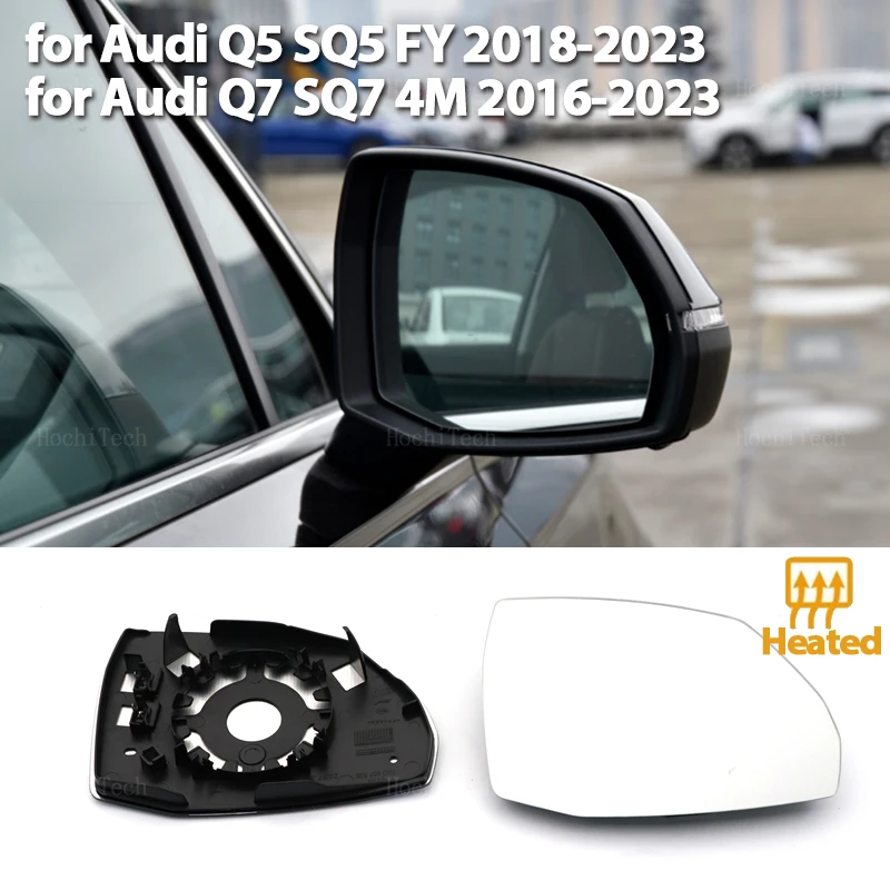 Left & Right Side Mirror Glass Rear View Rearview Exterior Wide Angle for Audi Q5 Q5L SQ5 FY2018-2023 Q7 SQ7 4M 2016-2023