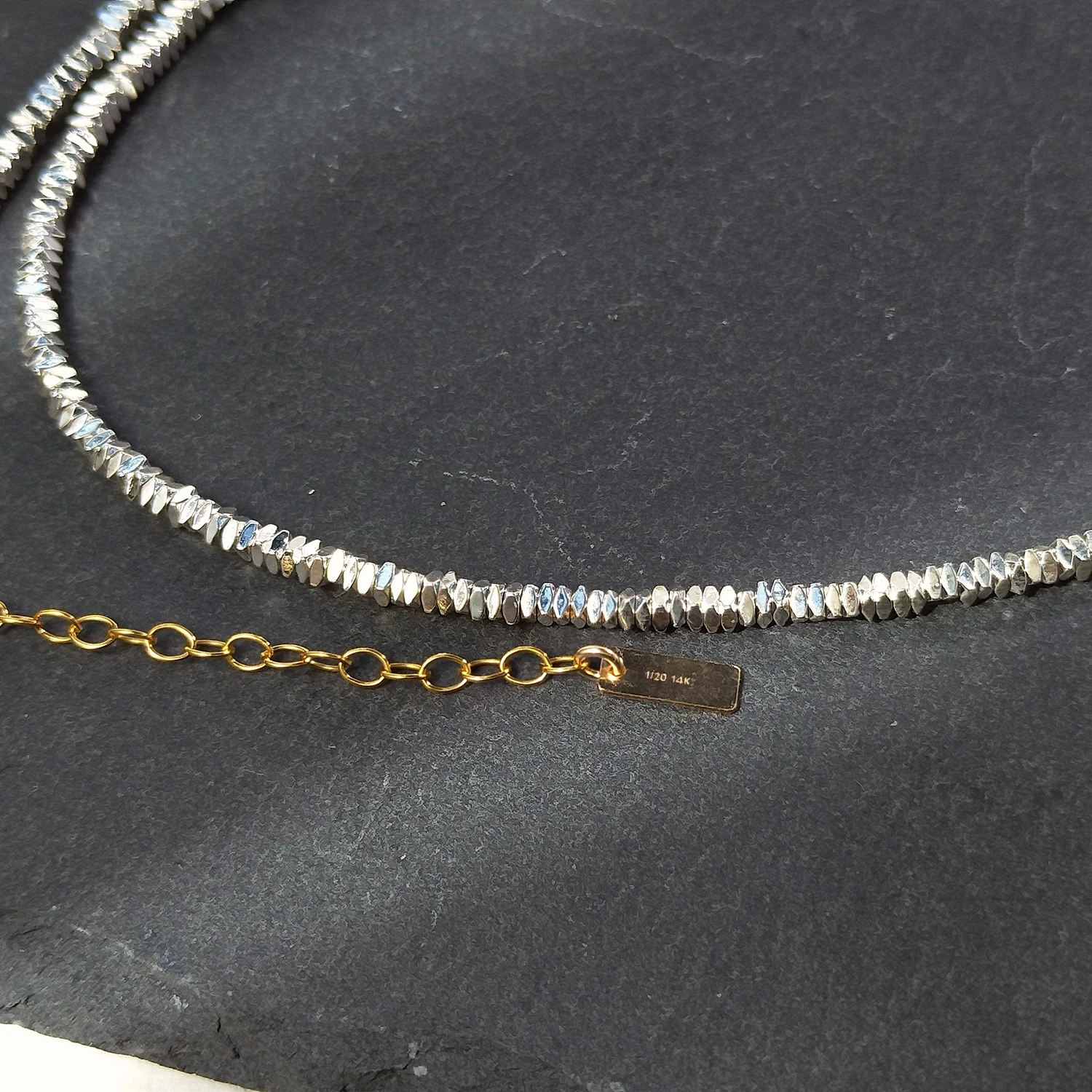 Lii Ji Silver Color Hematite 2x1mm Beaded Choker Handmade Necklace 38+5cm Natural Stone Jewelry For Gift