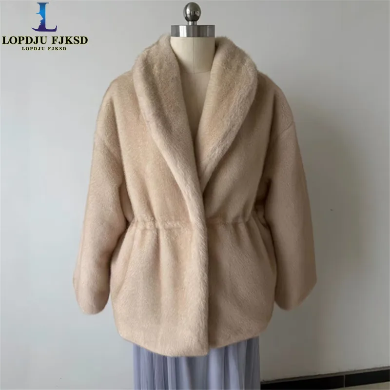 NeW Winter Women Luxury Faux Fur Jacket Plush Coat Thick Warm Heavyweight Soft Fuzzy Outerwear Overcoat Thermal Lining