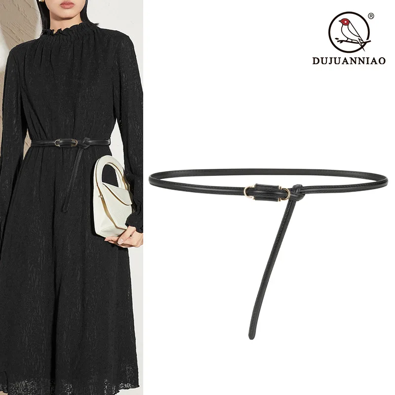 

New style women's genuine leather thin belt without hole design decorative belt waist seal dress versatile women's belt