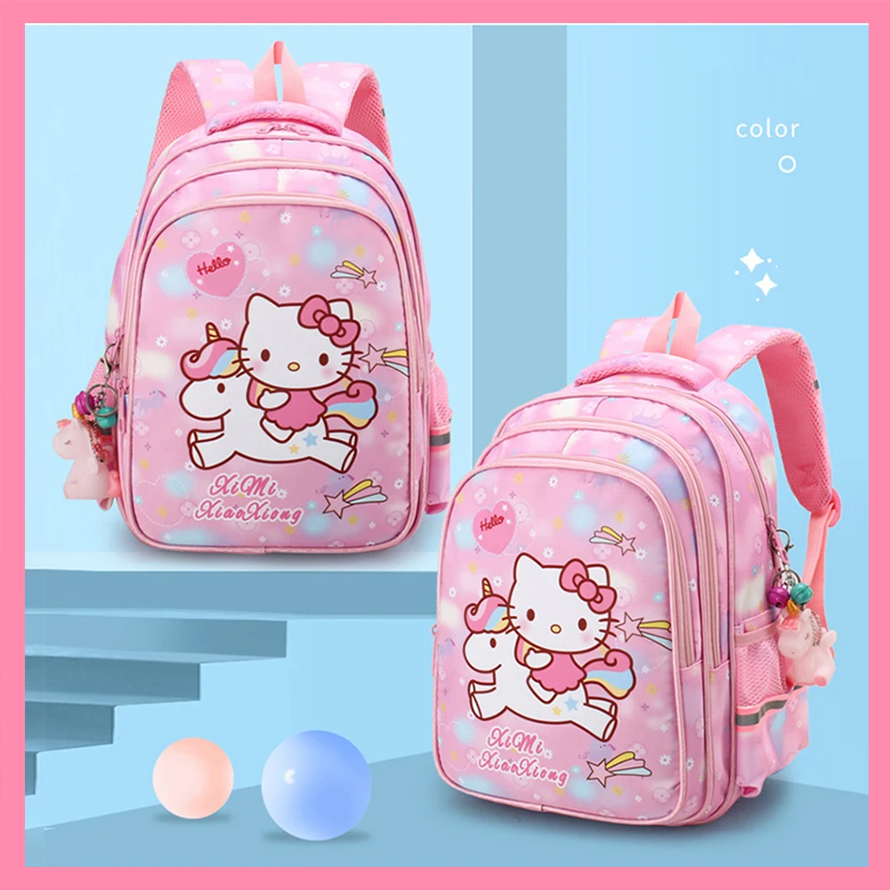 Sanrioed Children's Schoolbag Hello Kitty Anime Cartoon Primary School Students Grades 1-6 Lightweight Backpacks Kid Girl Bag