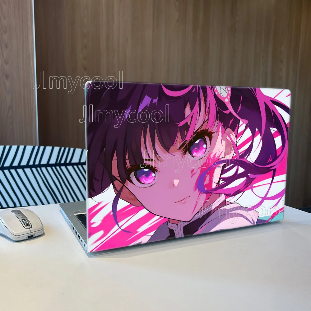 2 Pieces Pink Anime Gril Vinyl Laptop Sticker Self-adhesive Case for HP Lenovo Apple Easy To Install Decal Stickers