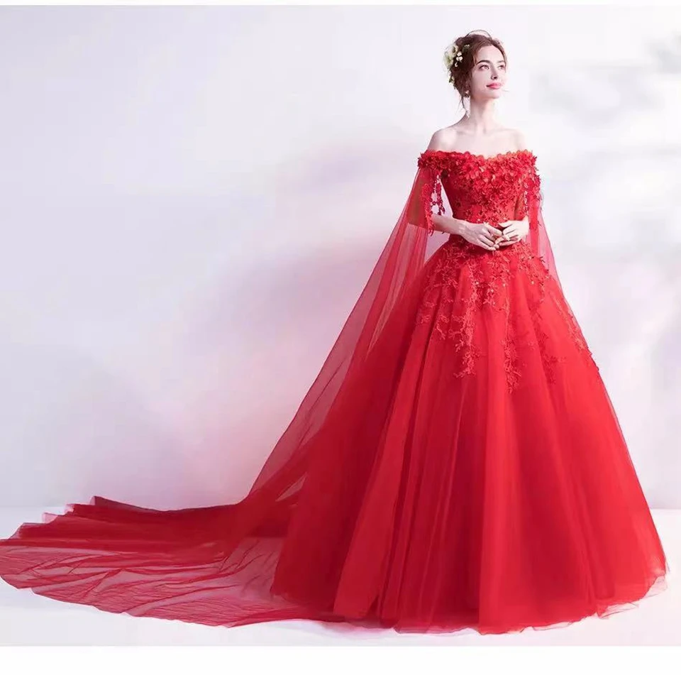 Elegante rote Quince anera Kleider von der Schulter Spitze Applikationen Abend Abschluss ball Kleid Mädchen Geburtstags feier Kleider vestido de 15 años 2023