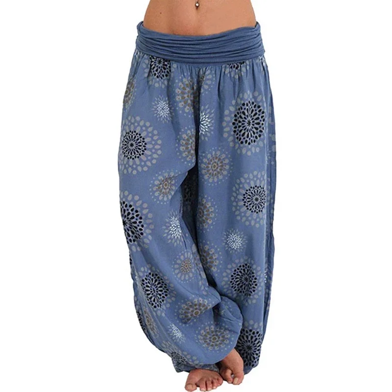 Women's Fashion Hot Selling Long Pants Harlan Casual PantsDigital Printing Long Wide Leg Pants  Women's Yoga Long Pants