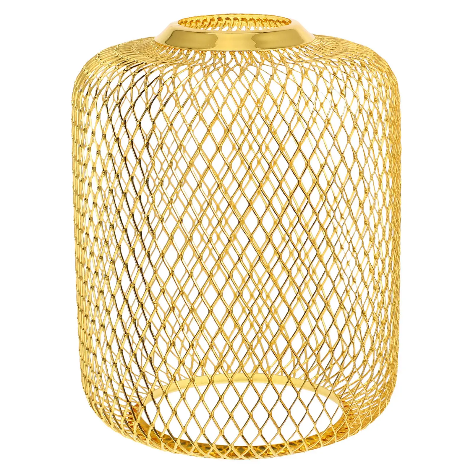 Iron Wire Lampshade Hollow Out Light Shade Decorative Lamp Cover Vintage Drum Cage Light Fixture for Living Room Dining Bedroom