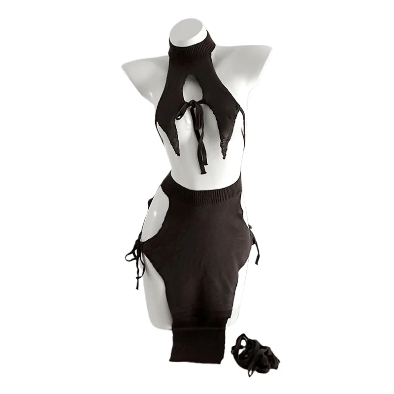 

2026 Anime Kawaii Cosplay Lingerie-Backless Cutout Sweater Set with Bracelet Sultry Innocent Heartthrob Private Shoots Outfit
