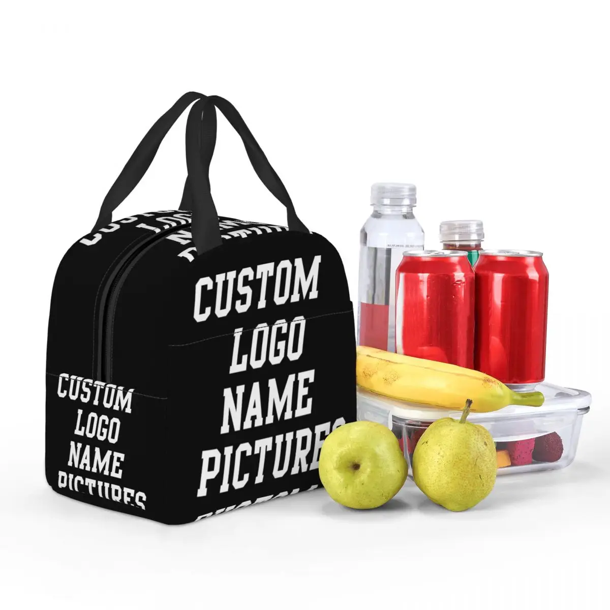 Personalized Photo Picture Customized Lunch Box Merch Portable Insulated Canvas Cooler Custom Logo Text Name Thermal Lunch Box