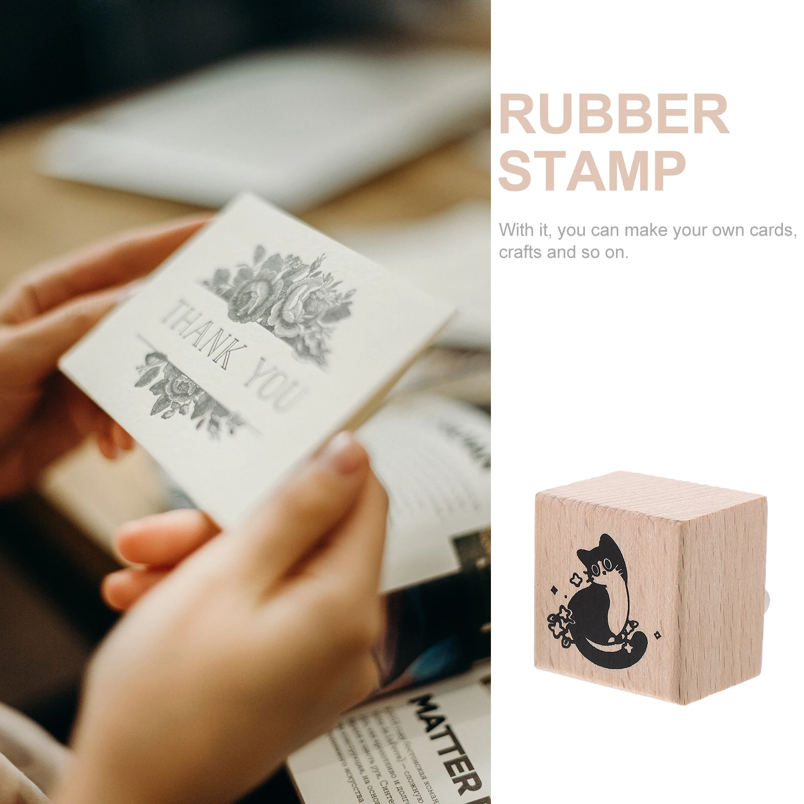 

2Pcs Wooden Scrapbook Stamps DIY Cards Making Mini Rubber Stamps for Crafting Journal Decorative Rubber Stamp Kit