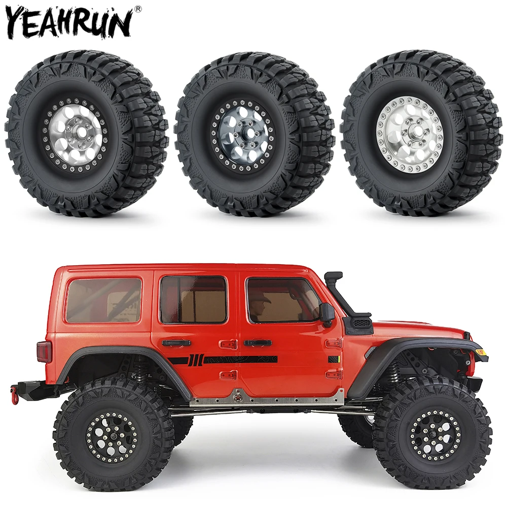 YEAHRUN 4Pcs/lot Beadlock Wheel Rims 1.9 inch Rubber Tires For 1/10 Axial SCX10 90026 90046 TRX4 D90 D110 CC01 RC Crawler Car