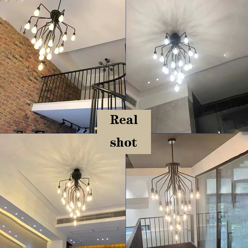 Moderno sótão americano multi cabeça gota de água led lustre sala estar quarto loja ferro arte estilo industrial iluminação decorativa