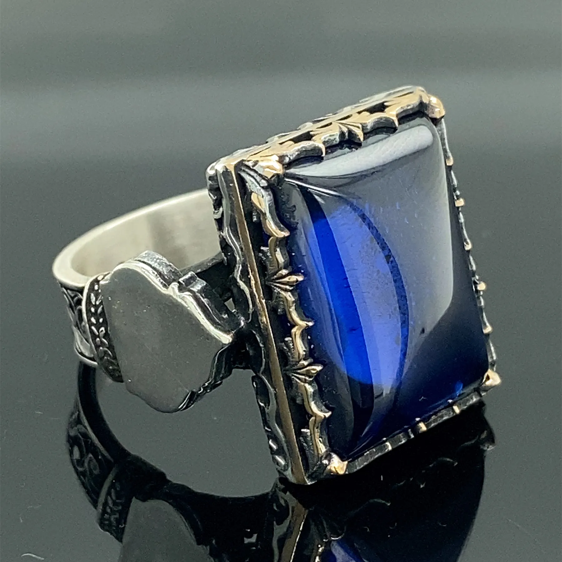 

Man Handmade Ring , Sapphire Stone Silver Ring , Silver Handmade Blue Sapphire Ring , 925k Sterling Silver Ring , Gift For Him