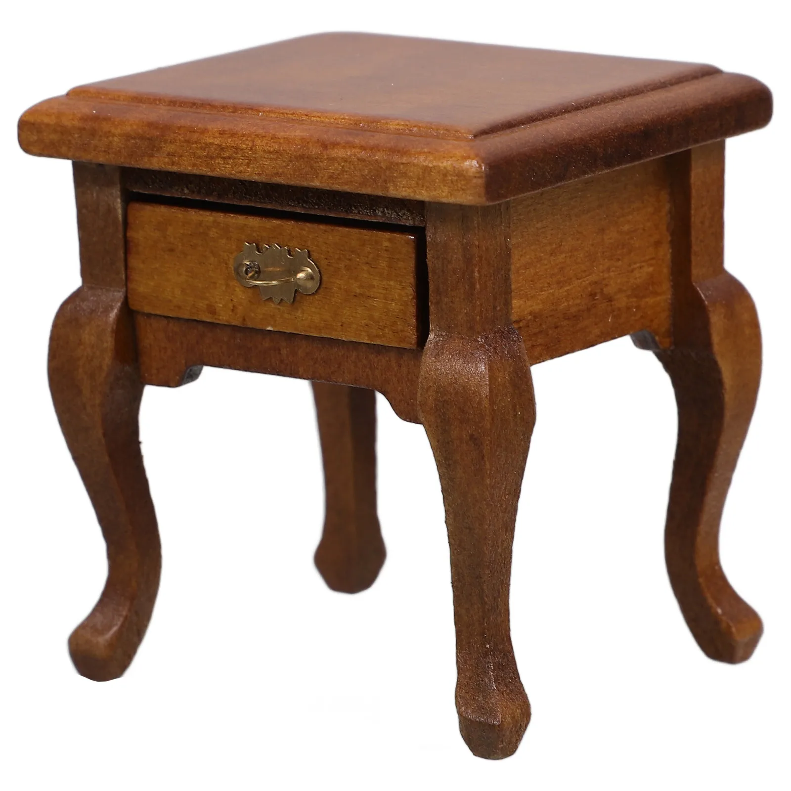 

Miniature Wooden Nightstand 1:12 Scale French Country Design Realistic Tiny Bedside Table with Drawer for Furniture