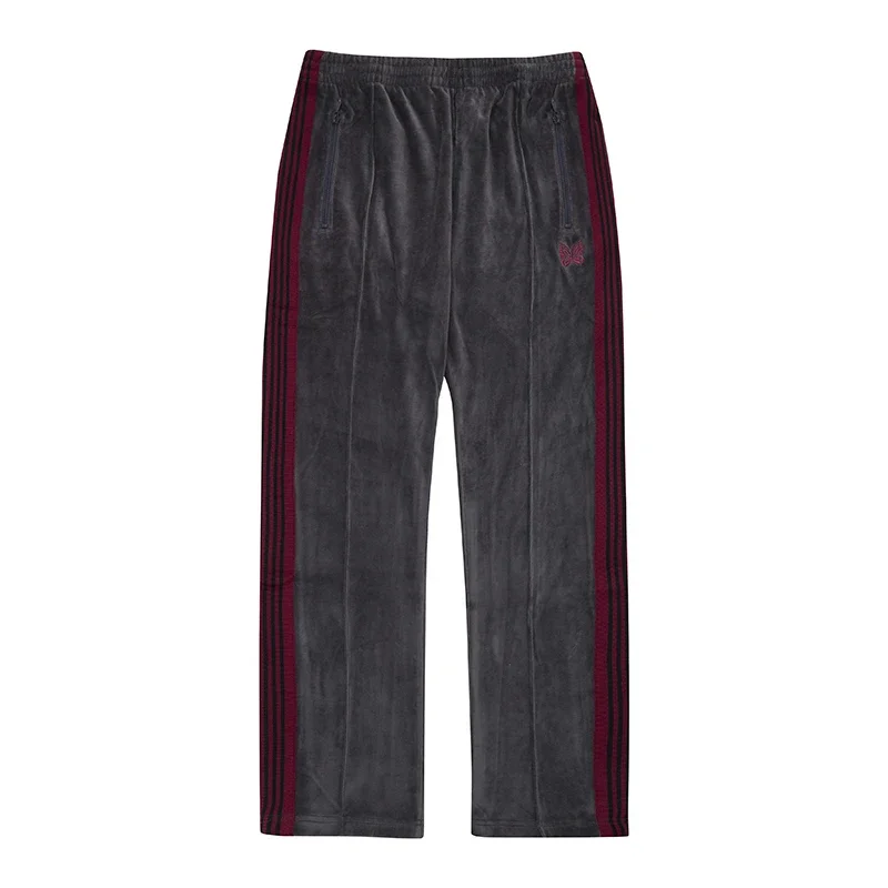 Arrival Cotton Velvet Pants Butterfly Embroidery Trousers Men Women Oversize 1:1 Webbing Track Stripe Zipper Sweatpants