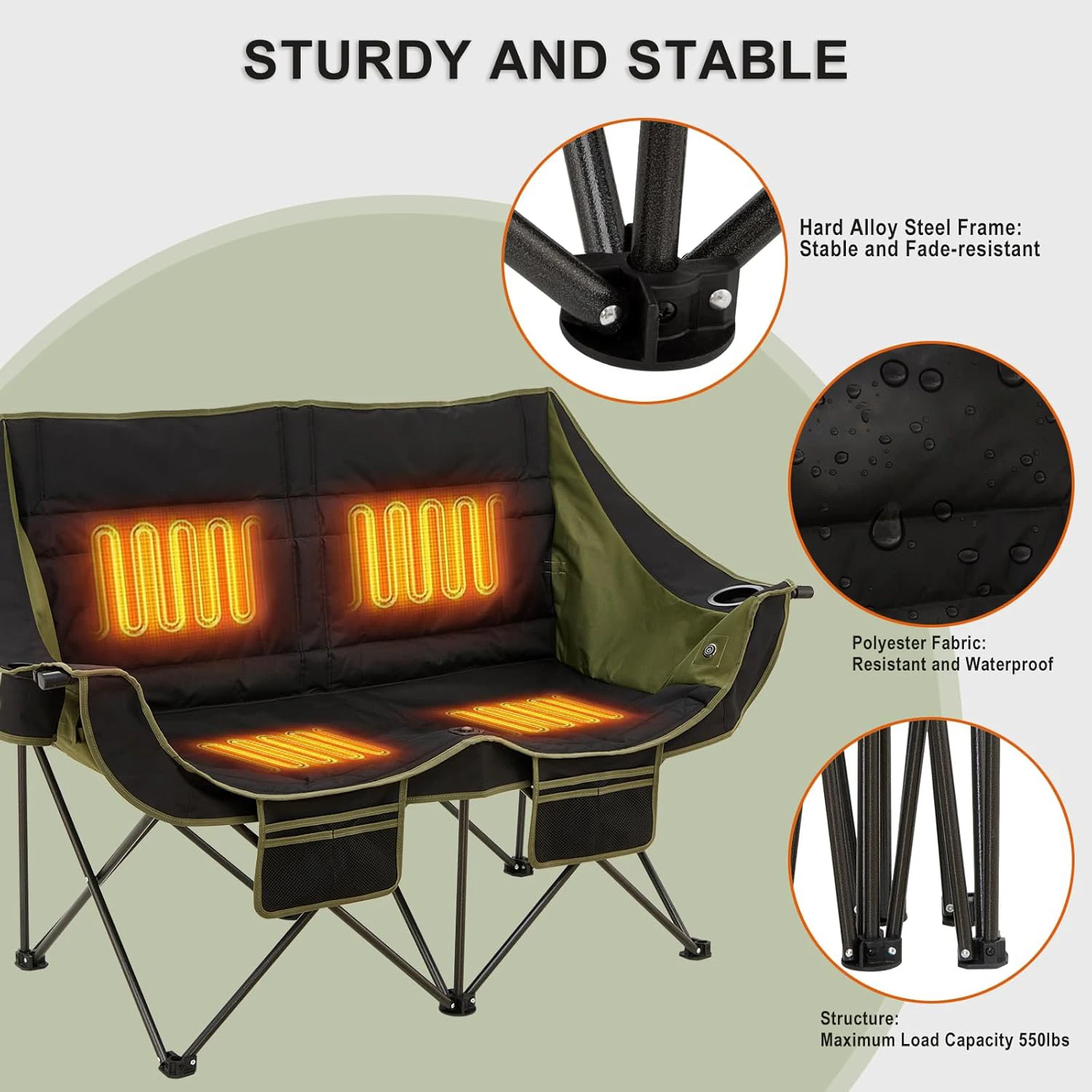 مصنع مخصص المحمولة زوجين ساخنة مقعد مزدوج أثاث خارجي الترفيه الفاخرة كسول للطي التخييم حديقة كراسي الشاطئ