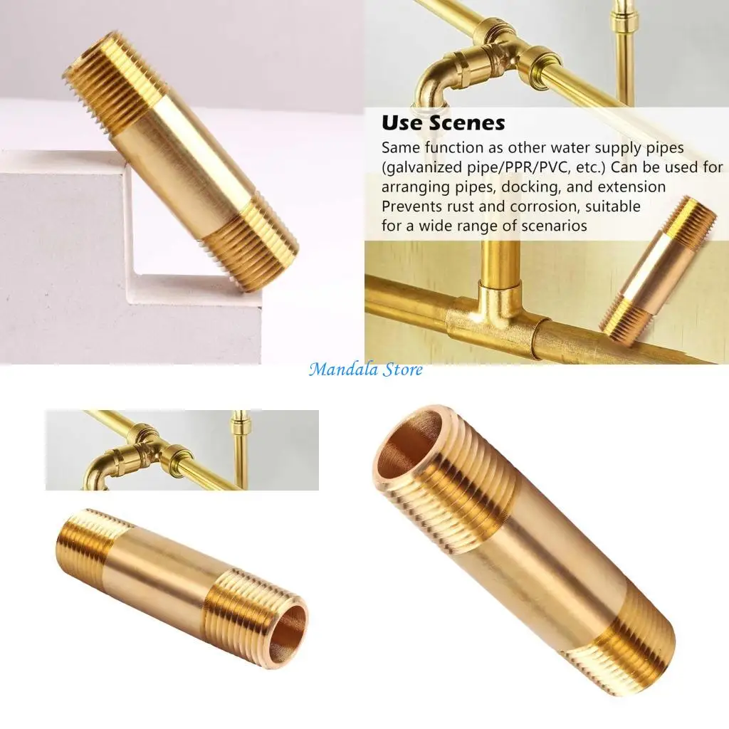 U2JC Threaded Pipe Extension Male Brass Nipples Tubing Adapter Hose Connector