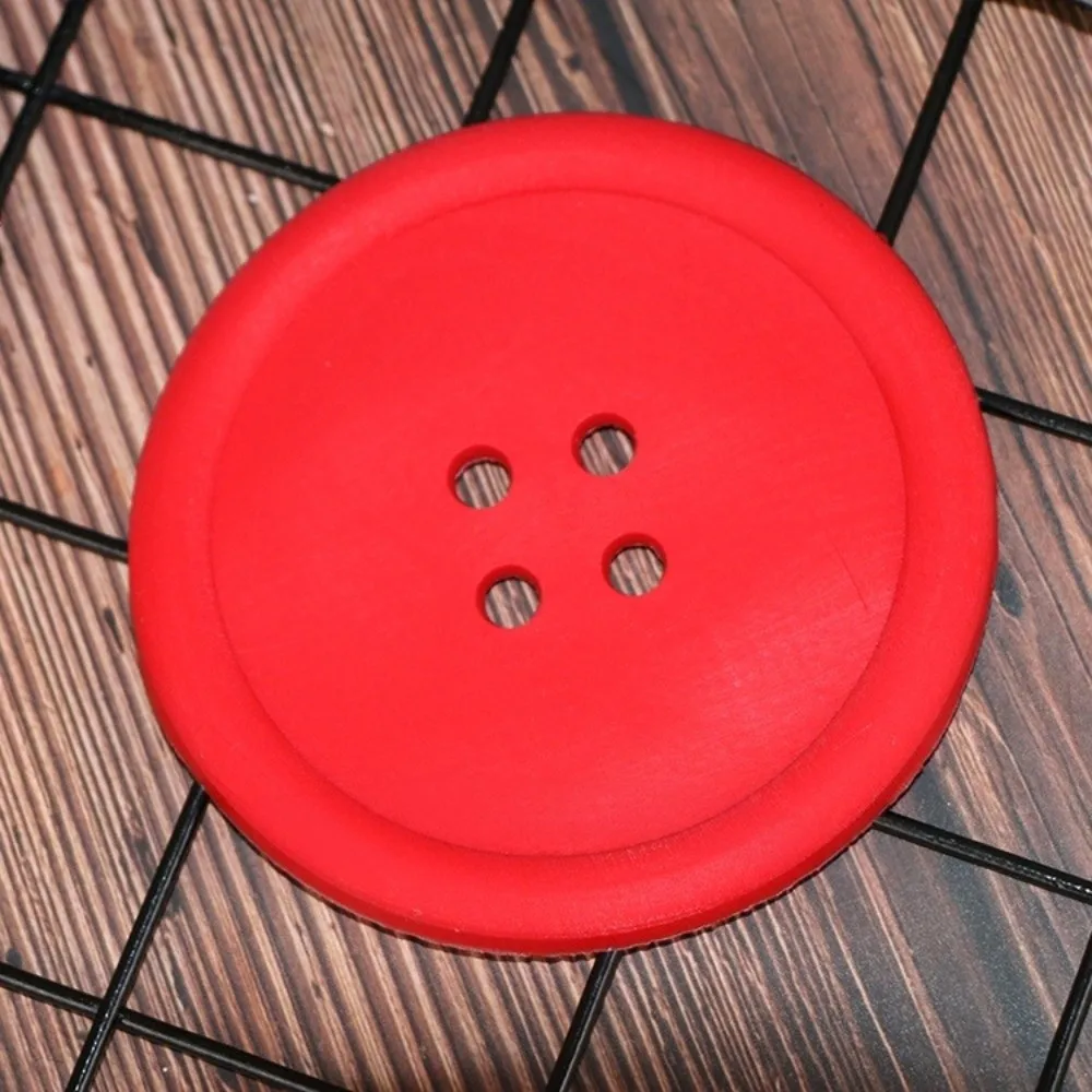 10pcs Funny Non-slip Four-hole Button Coasters 5 Colors Soft Silicone Cup Pads Round Creative Insulation Cup Mat Bar