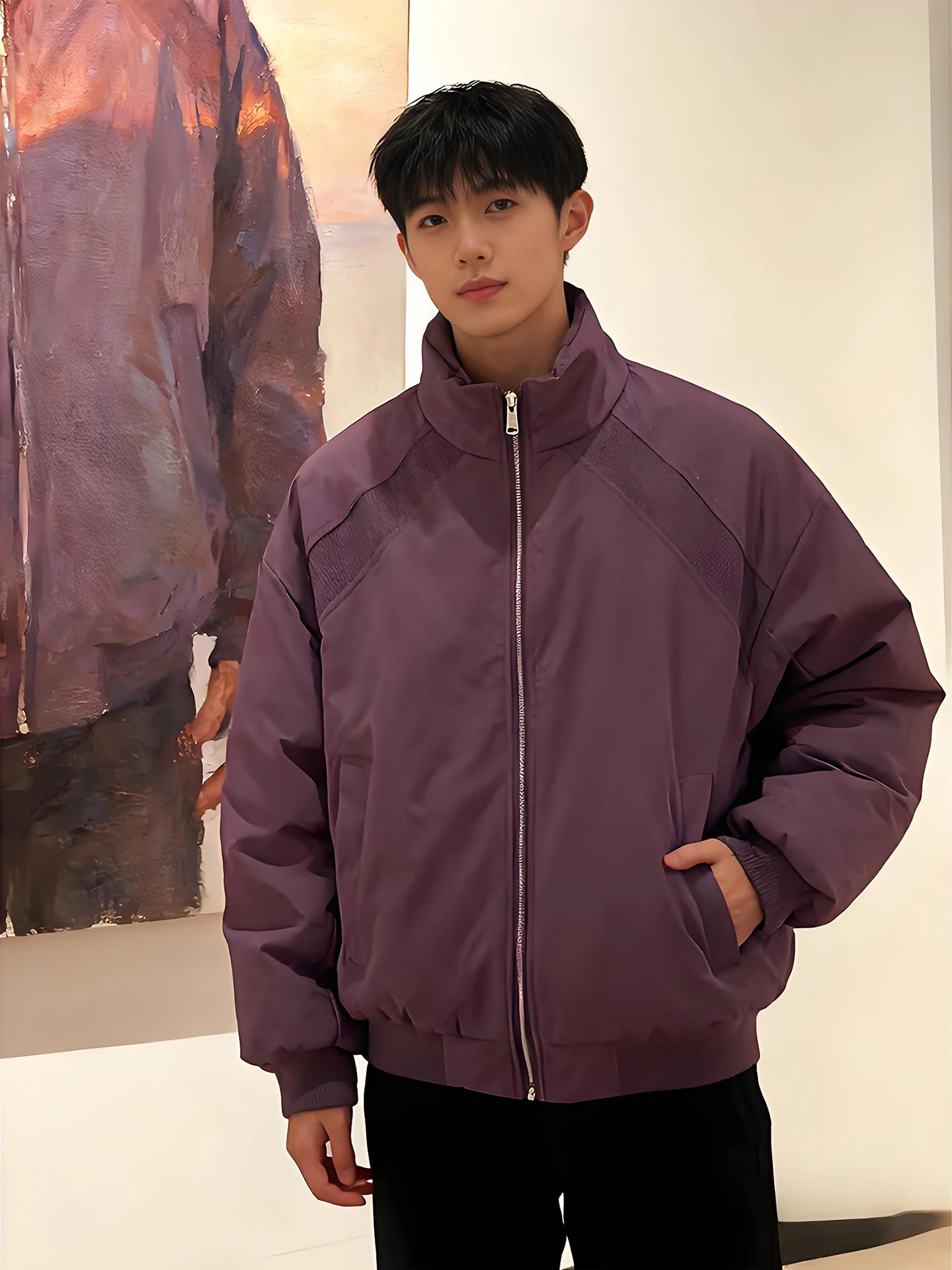 

Мужская зимняя утепленная куртка American Sle Deconstructed Flight Jaet из хлопка с воротником-стойкой и укороченными плечами