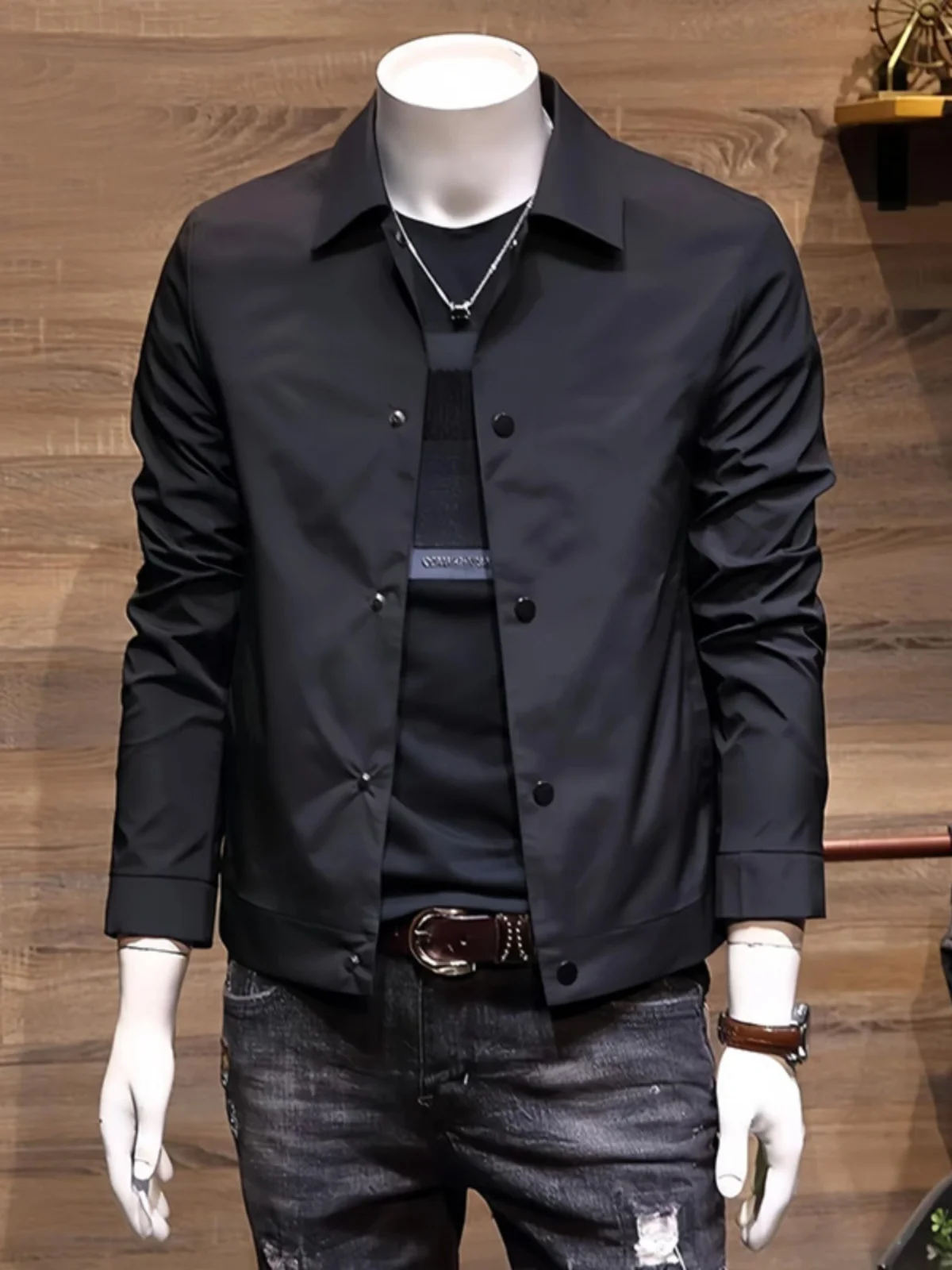 

Мужская повседневная рубашка с длинным рукавом, немнущаяся, не требующая глажки, весенне-осенняя, модная верхняя одежда из полиэфирного волокна