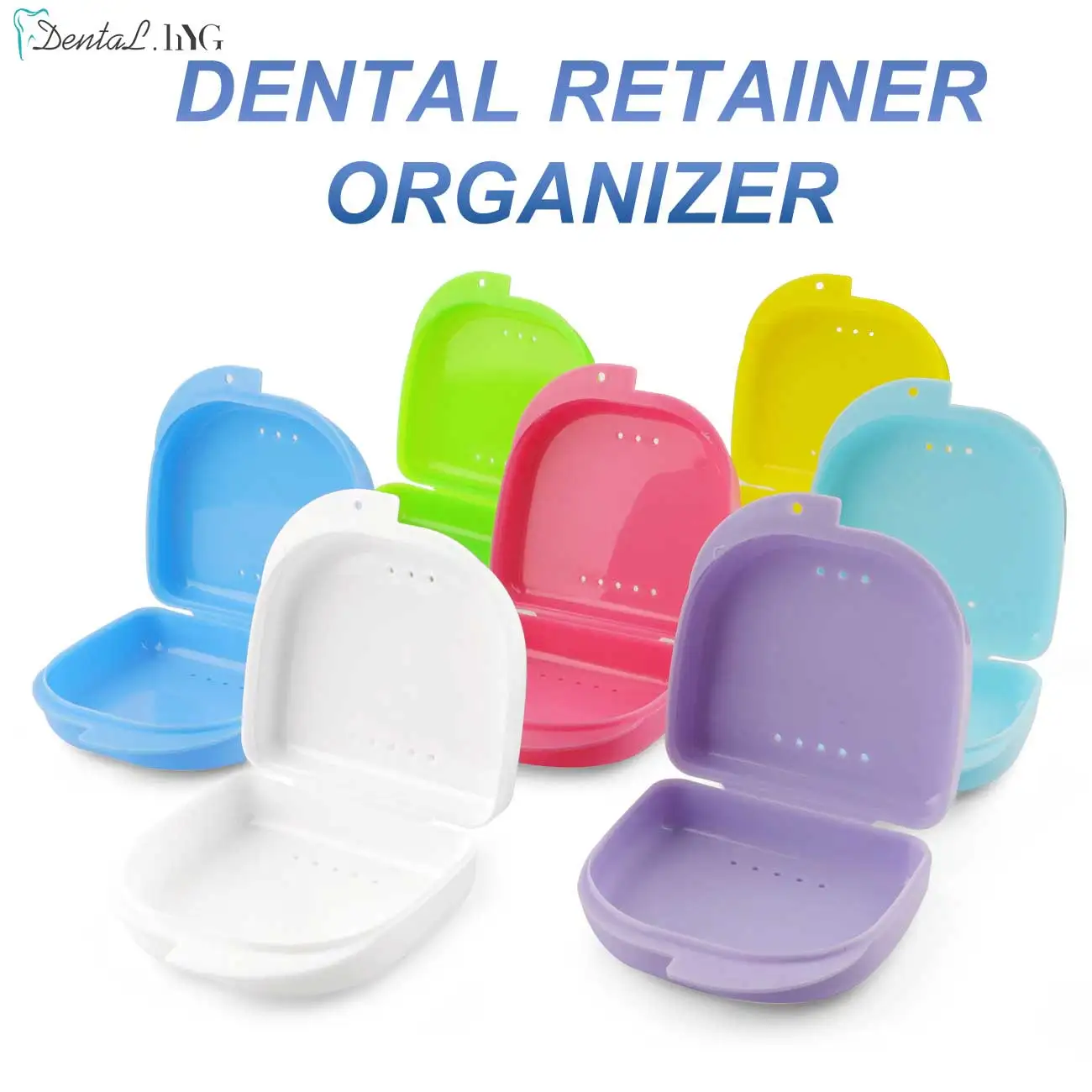 HARBOR DENT Dental Denture Box Denture Tray Box Dental Orthodontic Braces Retainer Case Protective Case Vent Holes False Teeth