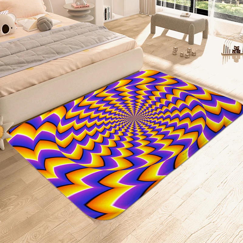 Rug for Bedroom 3D Vortex Illusion Geometric Optical Sleeping Room Veranda Floor Mat Doormat Entrance Door Living Room Carpet