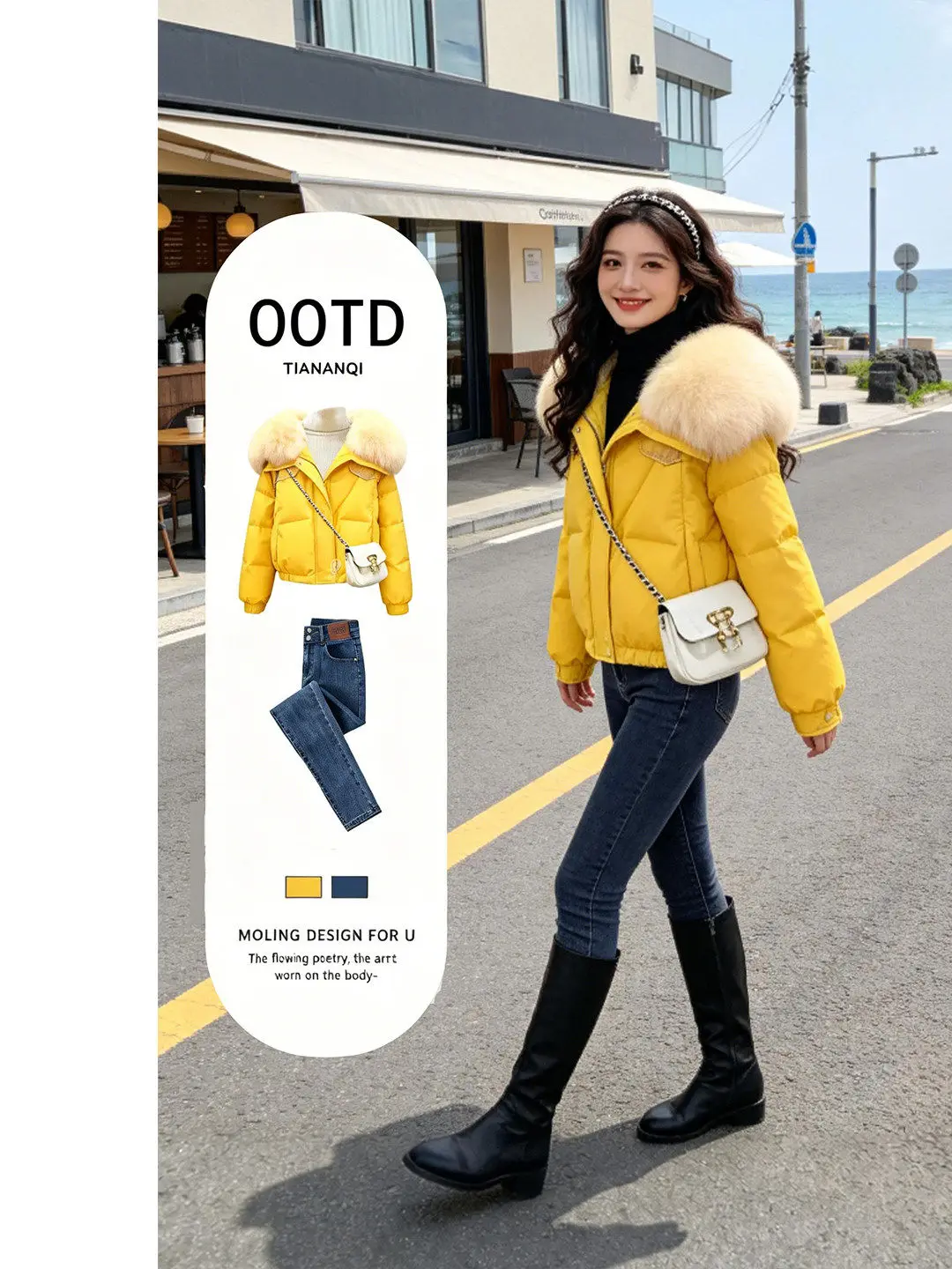 

Модный весенний комплект: женская теплая хлопковая куртка с воротником и джинсы с высокой талией для коррекции фигуры, повседневный утепленный костюм-двойка