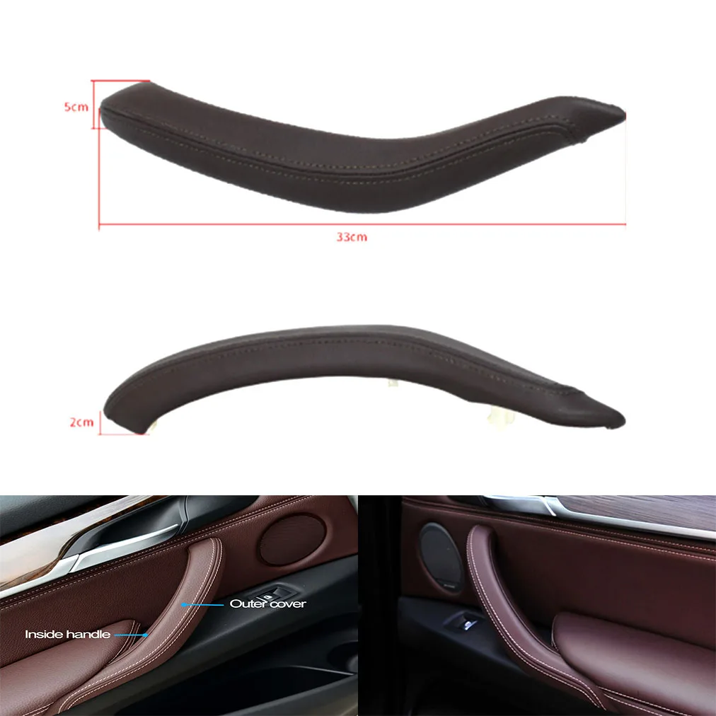 Fit For BMW X5 X6 F15 X16 14-18 3PCS Inner Door Pull Handle Leather Cover Set RHD