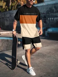 New Summer Vacation Leisure Daily 3D Men's Sports Wear Large Round Neck Short sleeved T-shirt Shorts Set Casual Street Clothing