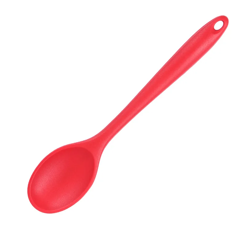 Silicone Spoon Long Handle Kids Mixing Soup Spoon Non-stick Stirring ,Serving Scoop Cooking Utensils, Ladle Kitchen Accessories