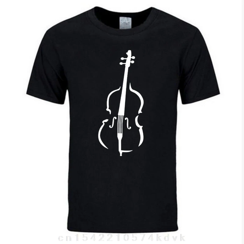 Summer Fashion Casual Streetwear Love Printed Contrabass Cello T-shirt For Men Black Cool Music Style Hot Sale 100% Cotton Tee